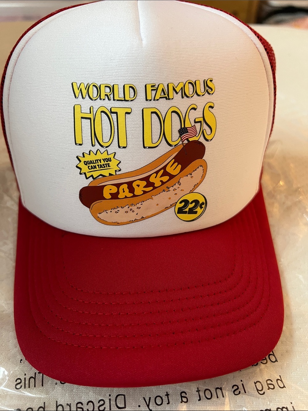 Parke Hot Dog Trucker Hotdog Hat RED NEW IN BAG NWT